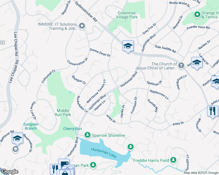 map of restaurants, bars, coffee shops, grocery stores, and more near 9101 Rural Plains Place in Springfield