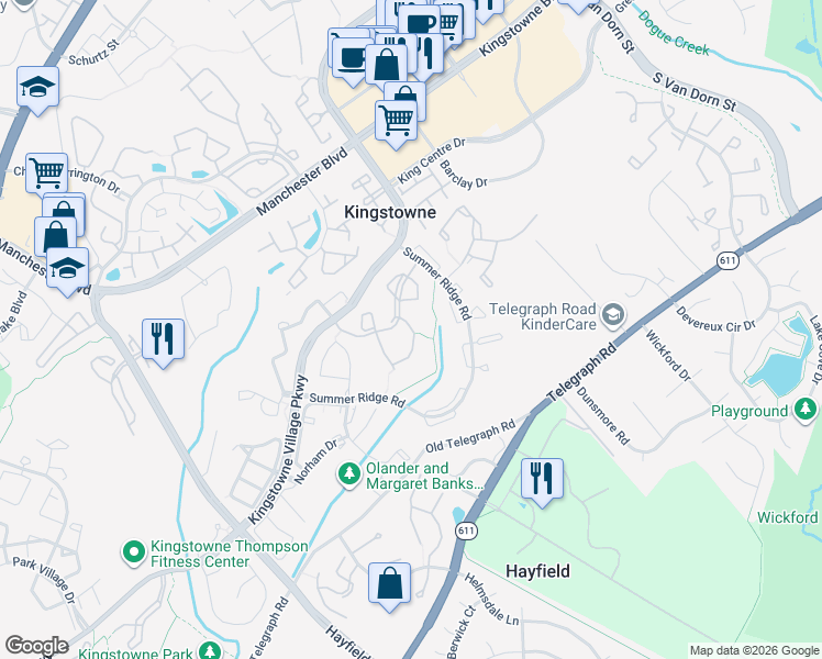 map of restaurants, bars, coffee shops, grocery stores, and more near 6025 Stoddard Court in Alexandria