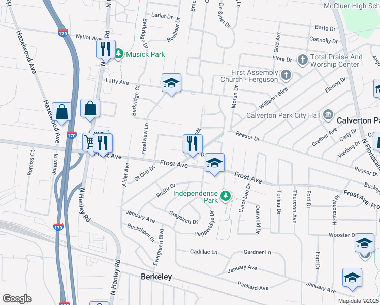 map of restaurants, bars, coffee shops, grocery stores, and more near 6812 Waterleigh Drive in Berkeley