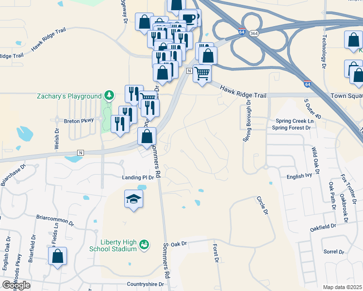 map of restaurants, bars, coffee shops, grocery stores, and more near 329 Old Forester Drive in Lake Saint Louis