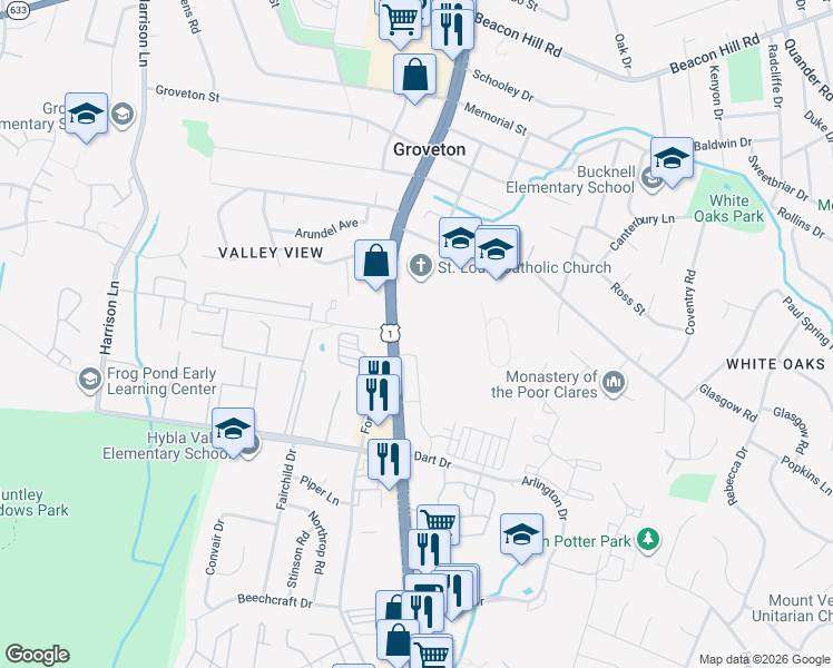 map of restaurants, bars, coffee shops, grocery stores, and more near 7131 Richmond Highway in Alexandria