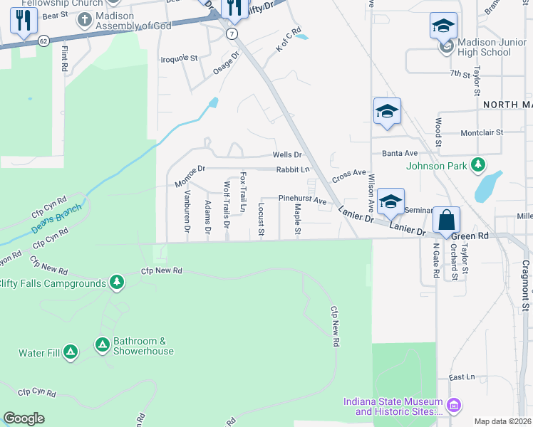 map of restaurants, bars, coffee shops, grocery stores, and more near 1923 Locust Street in Madison