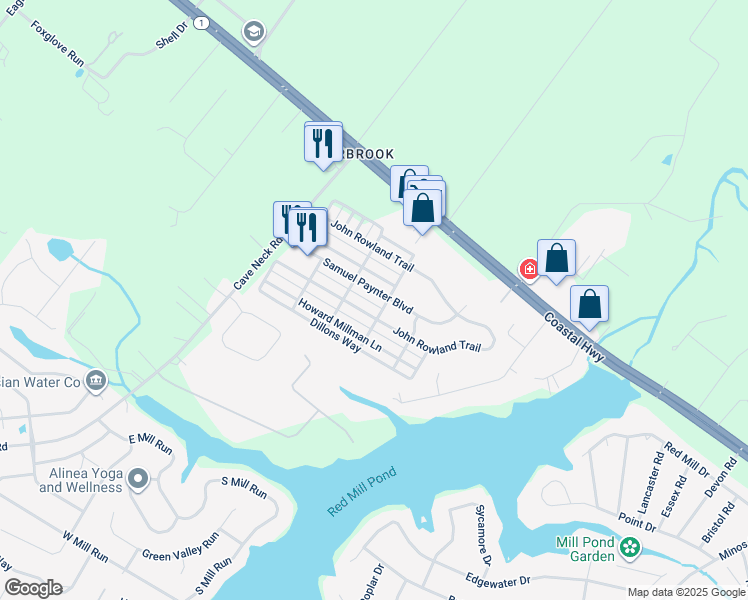 map of restaurants, bars, coffee shops, grocery stores, and more near 16238 John Rowland Trail in Milton