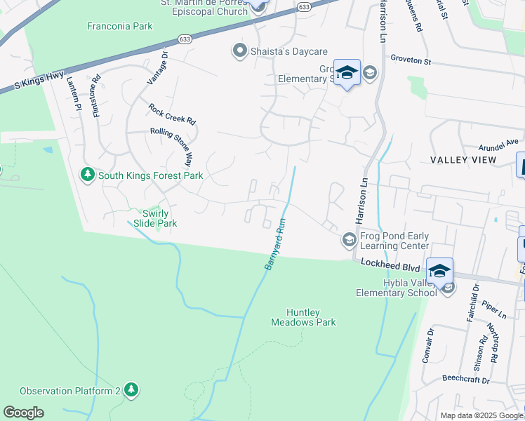 map of restaurants, bars, coffee shops, grocery stores, and more near 7200 Stover Drive in Alexandria
