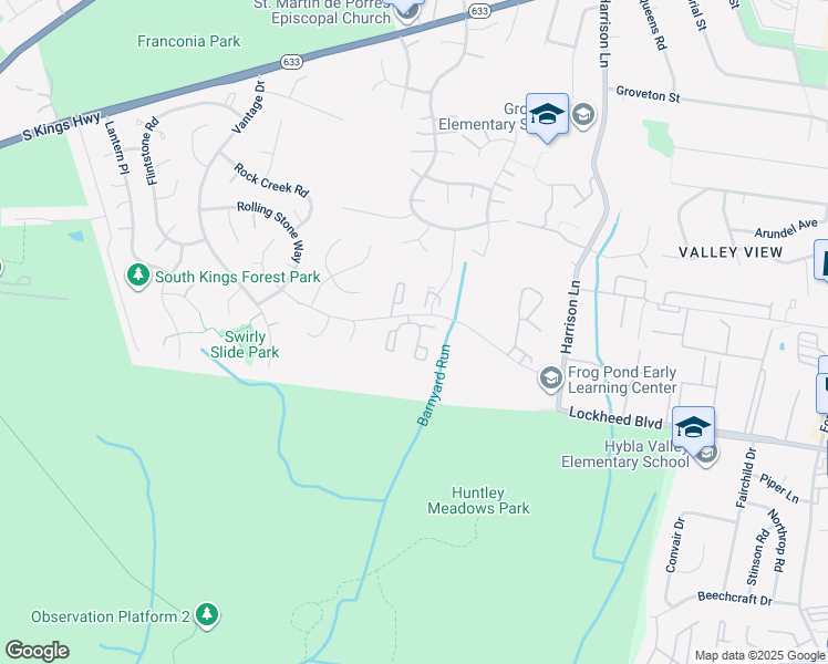 map of restaurants, bars, coffee shops, grocery stores, and more near 7200 Stover Drive in Alexandria