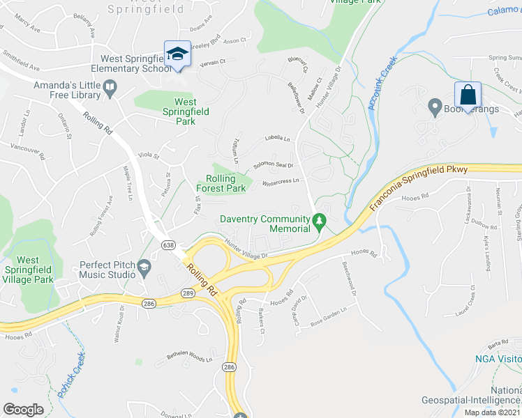 map of restaurants, bars, coffee shops, grocery stores, and more near 7851 Painted Daisy Drive in West Springfield