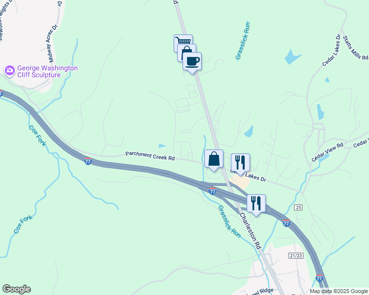 map of restaurants, bars, coffee shops, grocery stores, and more near 152 Shinn Lane in Ripley
