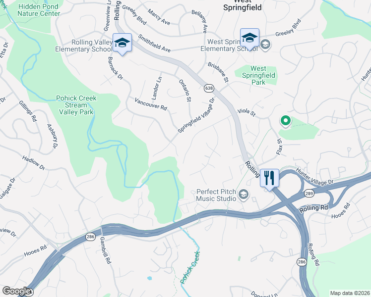 map of restaurants, bars, coffee shops, grocery stores, and more near 8134 Viola Street in West Springfield
