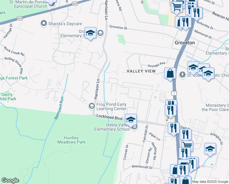 map of restaurants, bars, coffee shops, grocery stores, and more near 7138 Mason Grove Court in Alexandria