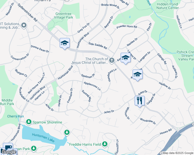 map of restaurants, bars, coffee shops, grocery stores, and more near 8812 Skyron Place in Springfield