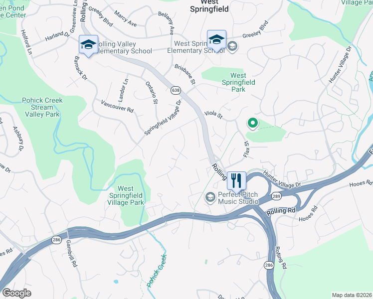 map of restaurants, bars, coffee shops, grocery stores, and more near 7115 Rolling Forest Avenue in West Springfield
