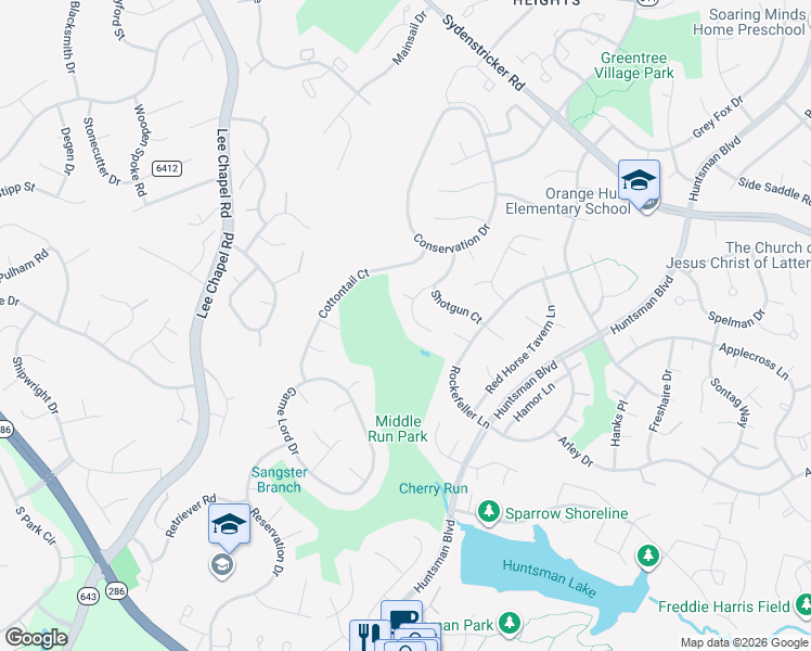 map of restaurants, bars, coffee shops, grocery stores, and more near 7016 Spaniel Road in Springfield