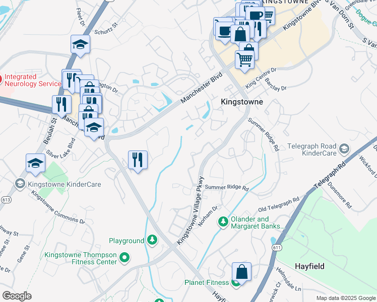 map of restaurants, bars, coffee shops, grocery stores, and more near 6090 Joust Lane in Alexandria