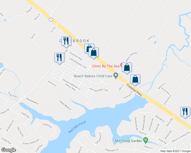 map of restaurants, bars, coffee shops, grocery stores, and more near 16388 John Rowland Trail in Milton
