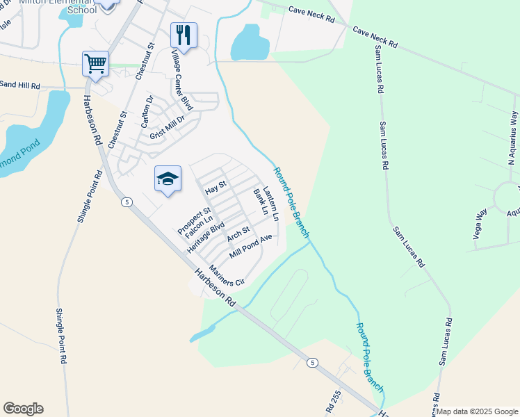 map of restaurants, bars, coffee shops, grocery stores, and more near 300 Tillers Lane in Milton