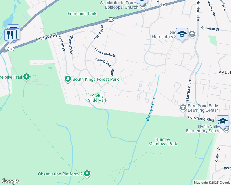 map of restaurants, bars, coffee shops, grocery stores, and more near 4104 Bedrock Court in Alexandria