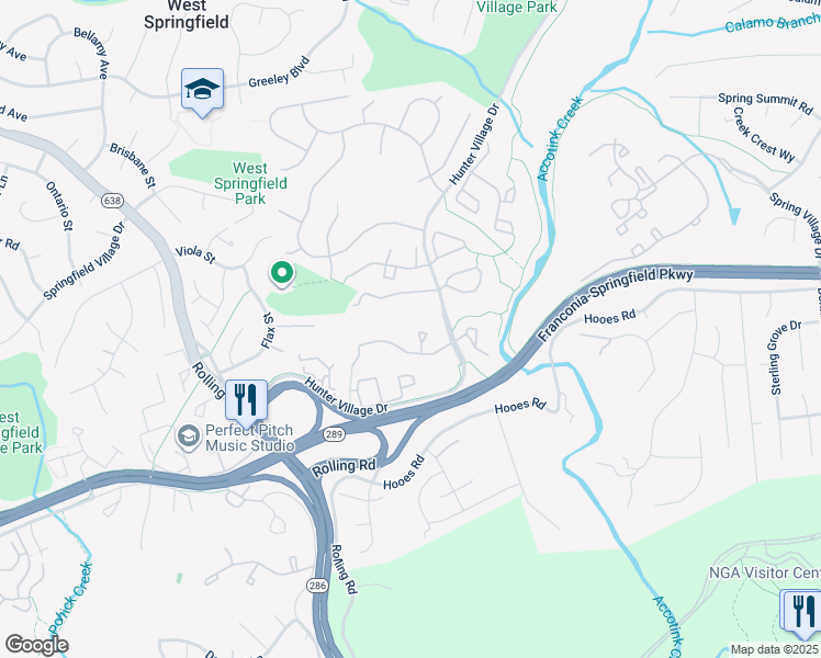 map of restaurants, bars, coffee shops, grocery stores, and more near 7202 Gentian Court in West Springfield