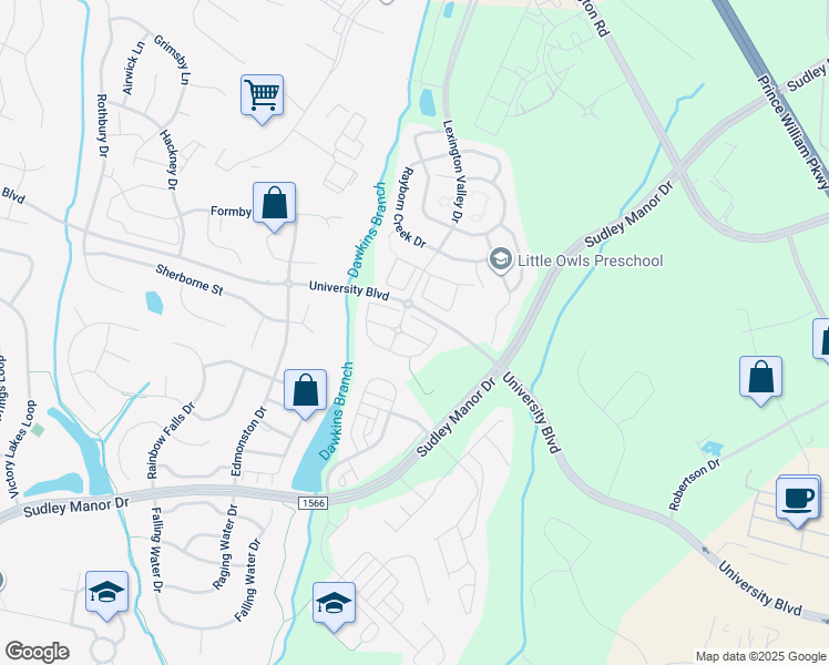 map of restaurants, bars, coffee shops, grocery stores, and more near 11918 Hayes Station Way in Manassas