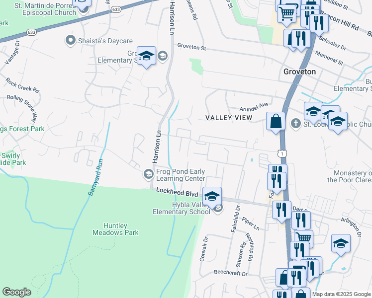 map of restaurants, bars, coffee shops, grocery stores, and more near 7124 Mason Grove Court in Alexandria