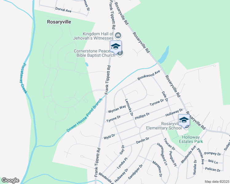 map of restaurants, bars, coffee shops, grocery stores, and more near 10716 Brookwood Avenue in Upper Marlboro