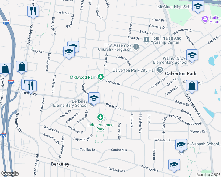 map of restaurants, bars, coffee shops, grocery stores, and more near 6847 Eisele Street in Berkeley