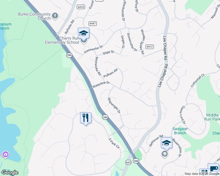 map of restaurants, bars, coffee shops, grocery stores, and more near 9703 Shipwright Drive in Burke