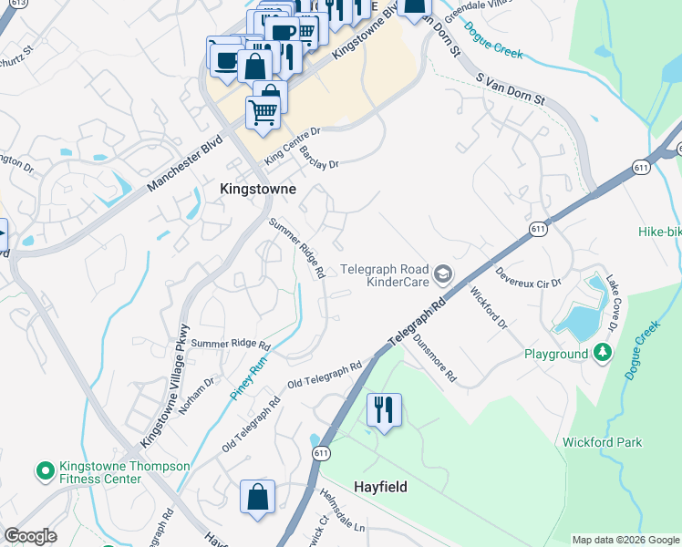 map of restaurants, bars, coffee shops, grocery stores, and more near 7055 Chesley Search Way in Alexandria