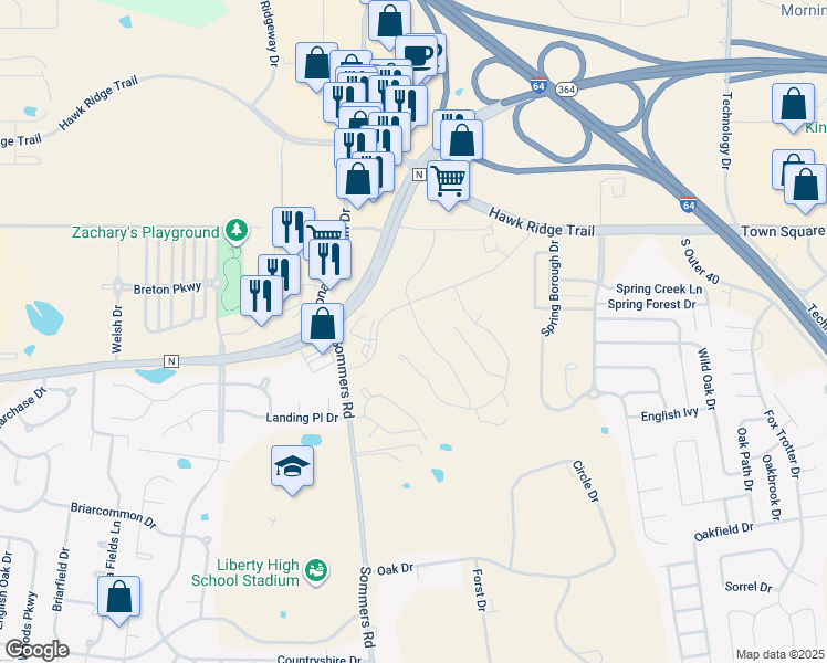 map of restaurants, bars, coffee shops, grocery stores, and more near 329 Old Forester Drive in Lake Saint Louis
