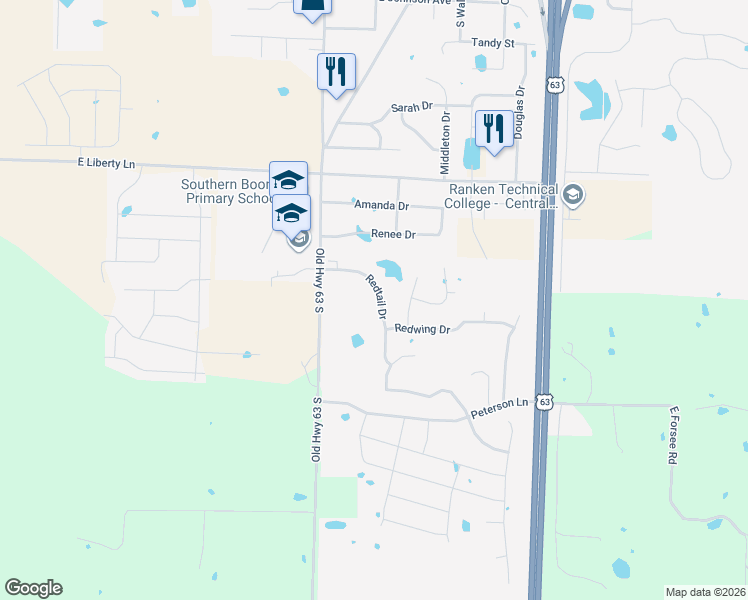 map of restaurants, bars, coffee shops, grocery stores, and more near 202 Redtail Drive in Ashland