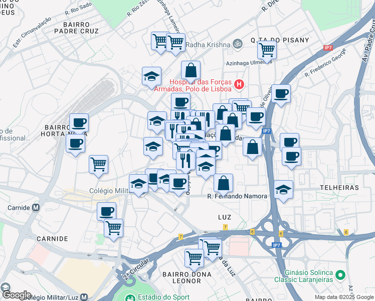 map of restaurants, bars, coffee shops, grocery stores, and more near 15 Rua Poeta Bocage in Lisbon