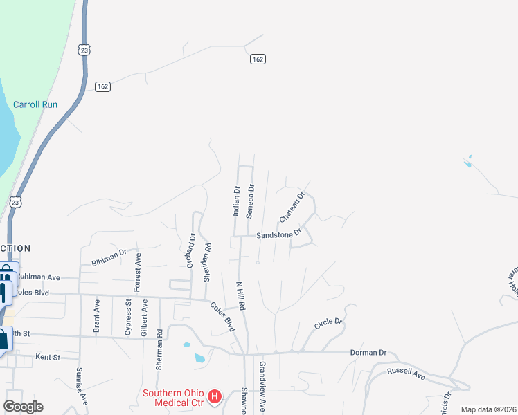 map of restaurants, bars, coffee shops, grocery stores, and more near 3250 Seneca Drive in Portsmouth