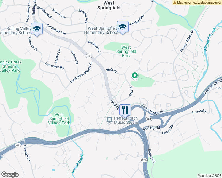 map of restaurants, bars, coffee shops, grocery stores, and more near 7020 Petunia Street in West Springfield