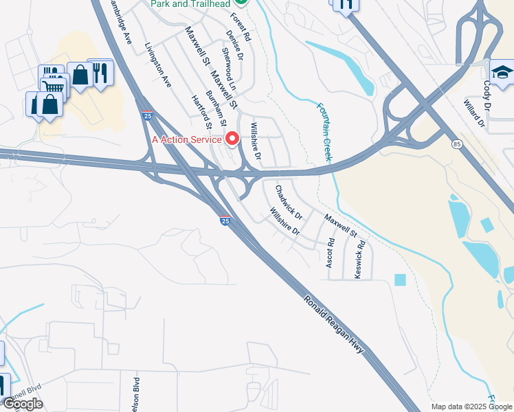 map of restaurants, bars, coffee shops, grocery stores, and more near 1549 Hartford Street in Colorado Springs