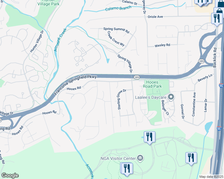 map of restaurants, bars, coffee shops, grocery stores, and more near 7109 Neuman Street in Springfield