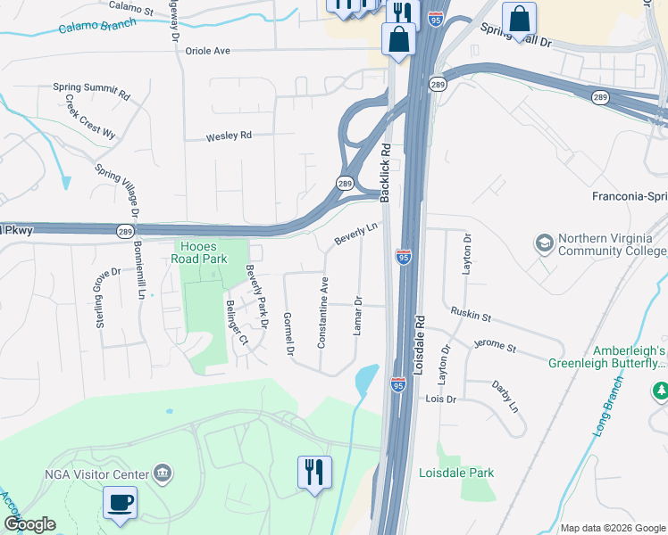 map of restaurants, bars, coffee shops, grocery stores, and more near 7119 Constantine Avenue in Springfield
