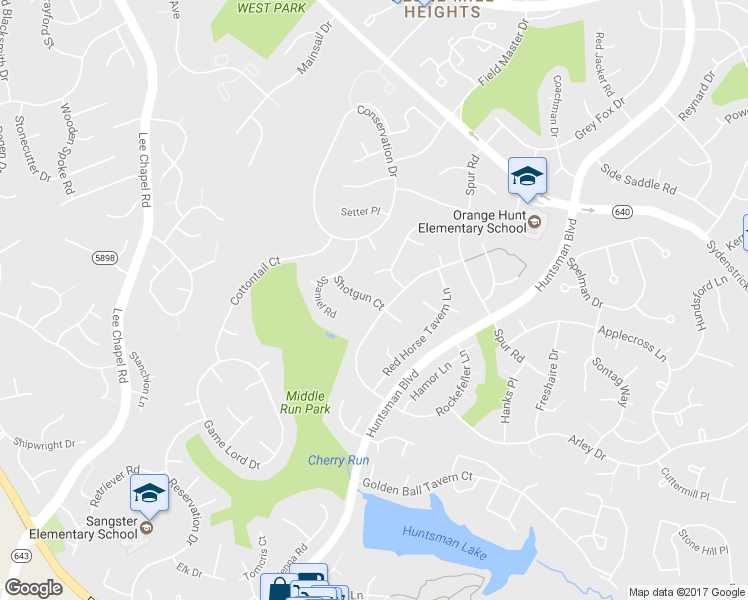 map of restaurants, bars, coffee shops, grocery stores, and more near 9205 Shotgun Court in Springfield