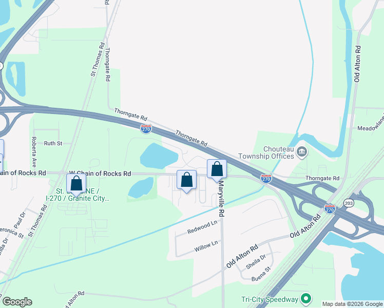 map of restaurants, bars, coffee shops, grocery stores, and more near 3120 West Chain of Rocks Road in Granite City