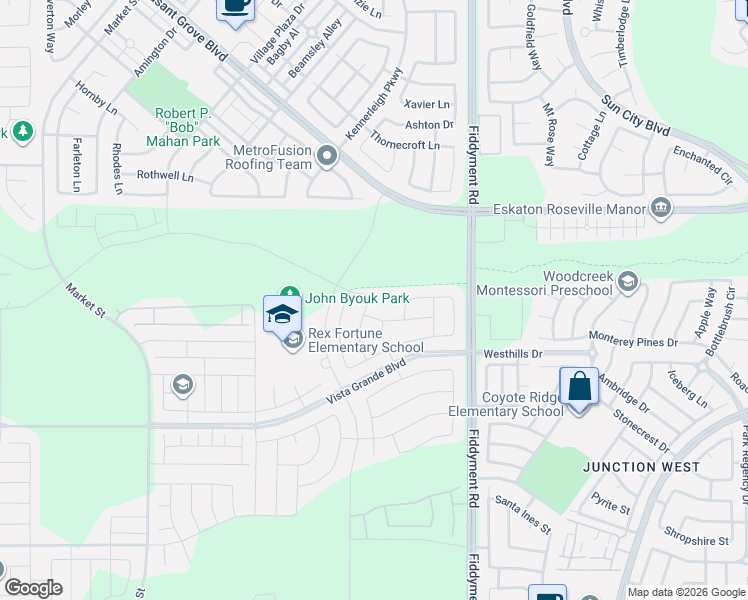 map of restaurants, bars, coffee shops, grocery stores, and more near 5597 Whisper Wind Way in Roseville
