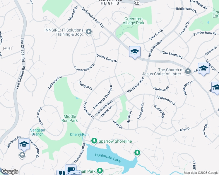map of restaurants, bars, coffee shops, grocery stores, and more near 7108 Red Horse Tavern Lane in Springfield