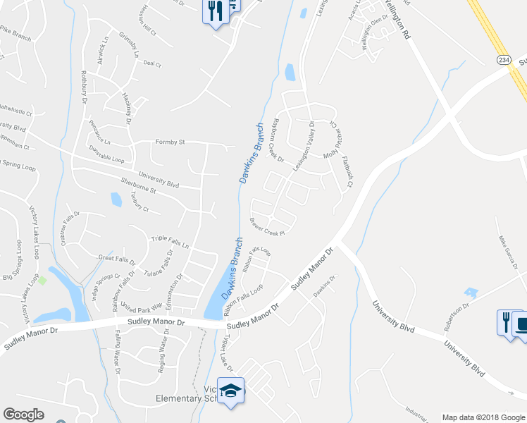 map of restaurants, bars, coffee shops, grocery stores, and more near 12006 Sorrel River Way in Manassas