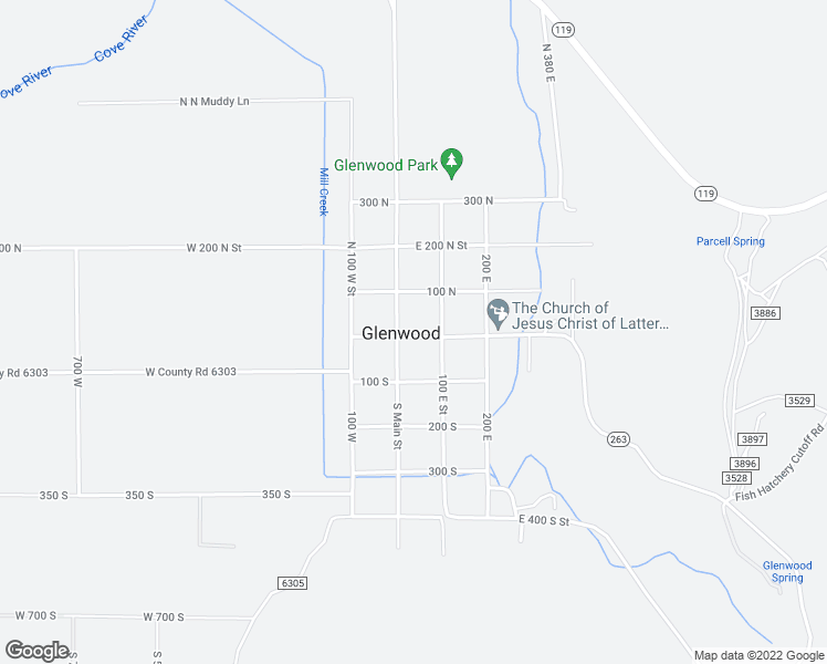 map of restaurants, bars, coffee shops, grocery stores, and more near 55 East Center Street in Glenwood