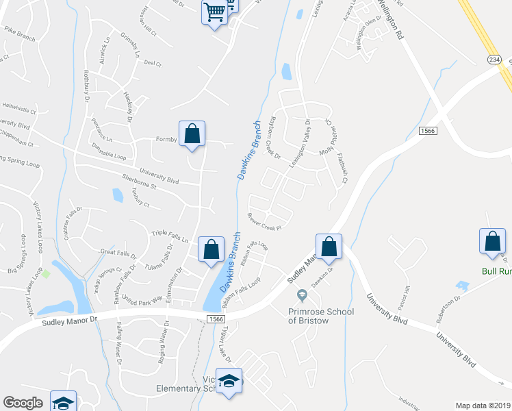 map of restaurants, bars, coffee shops, grocery stores, and more near 12014 Sorrel River Way in Manassas