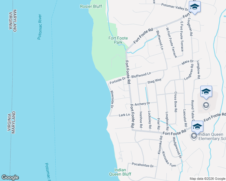 map of restaurants, bars, coffee shops, grocery stores, and more near 9112 Riverside Drive in Fort Washington