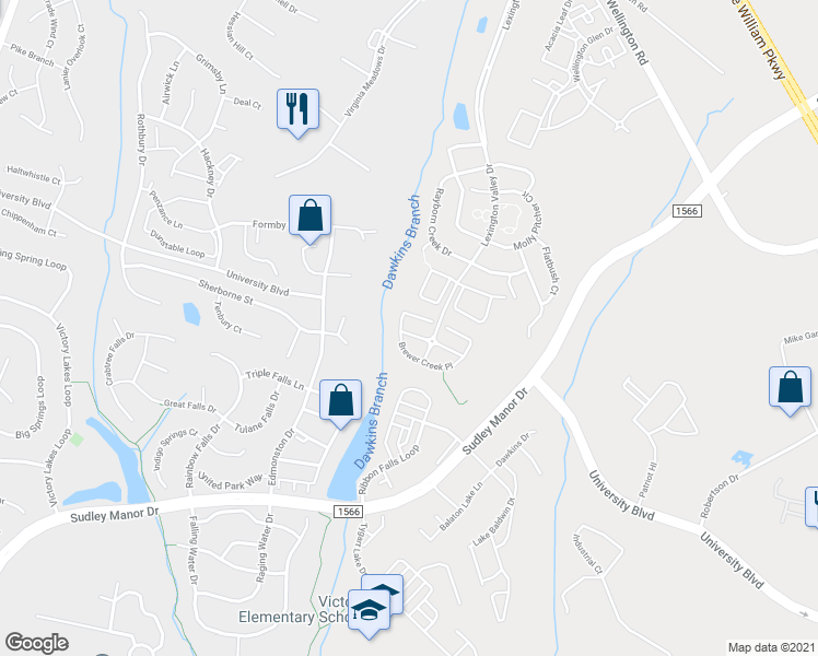 map of restaurants, bars, coffee shops, grocery stores, and more near 12018 Sorrel River Way in Manassas