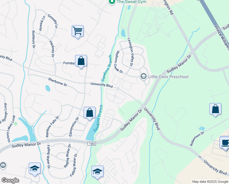 map of restaurants, bars, coffee shops, grocery stores, and more near 9098 Brewer Creek Place in Manassas