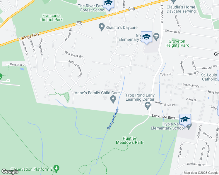map of restaurants, bars, coffee shops, grocery stores, and more near 7131 Strawn Court in Alexandria