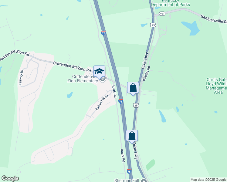 map of restaurants, bars, coffee shops, grocery stores, and more near 4 Mockingbird Lane in Crittenden