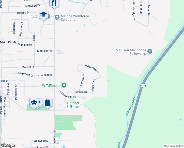 map of restaurants, bars, coffee shops, grocery stores, and more near 1941 Hycliff Court in Madison