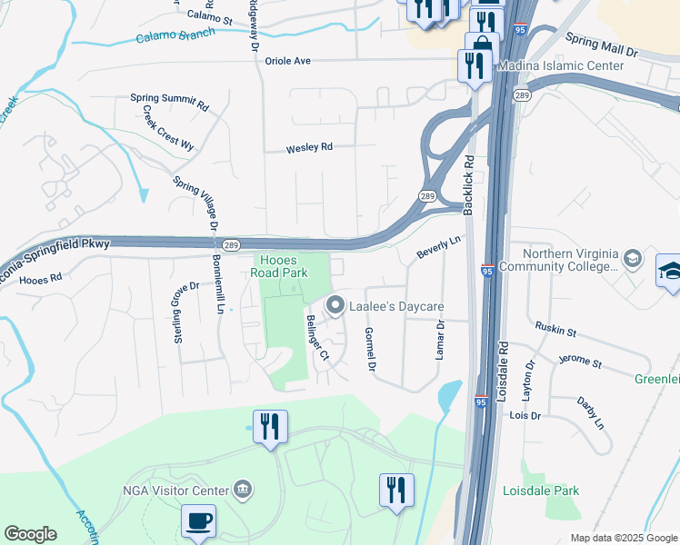 map of restaurants, bars, coffee shops, grocery stores, and more near 7112 Itte Lane in Springfield
