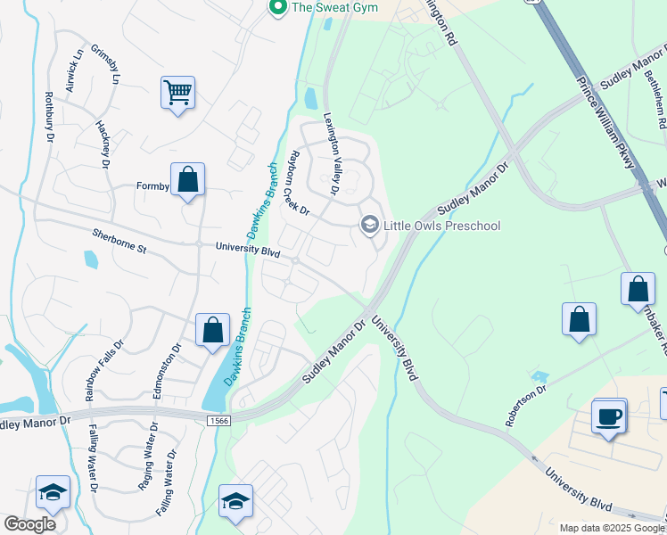 map of restaurants, bars, coffee shops, grocery stores, and more near 11823 Medway Church Loop in Manassas